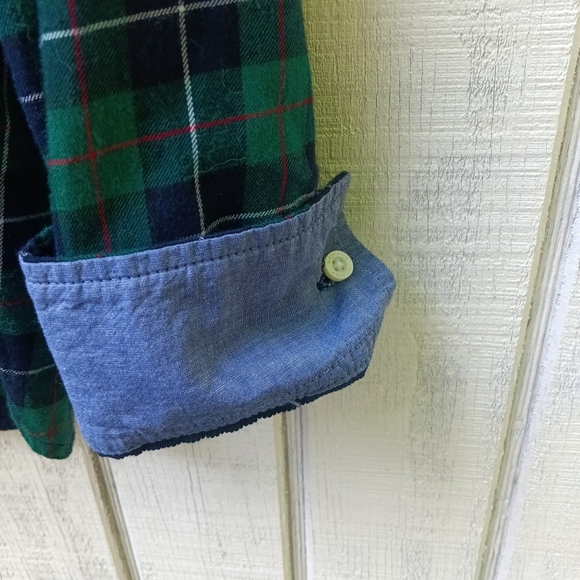 Tommy Hilfiger Women’s Green and Blue Plaid Long Sleeve Button-Up Shirt - Picture 5 of 7